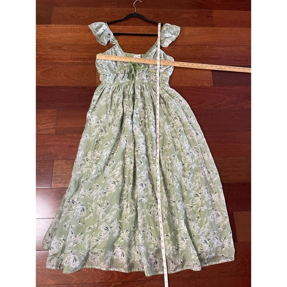 En Saison Green Floral Print Midi Dress Cottagecore Romantic Green Sz S B31 - Picture 5 of 8
